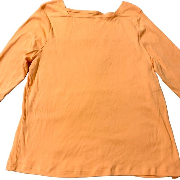 Chico’s Peach Orange Ultimate Tee 2 (Large) Women’s Square Neck 3/4 Sleeve READ - Picture 1 of 14